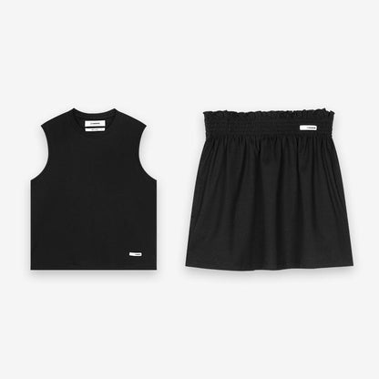 Cotton Sporty Tank &amp; Pleated Skirt Set