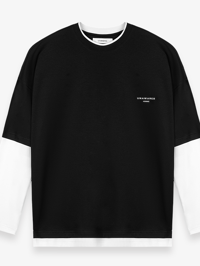 Cotton Two-Tone Layered Long Sleeve Tee