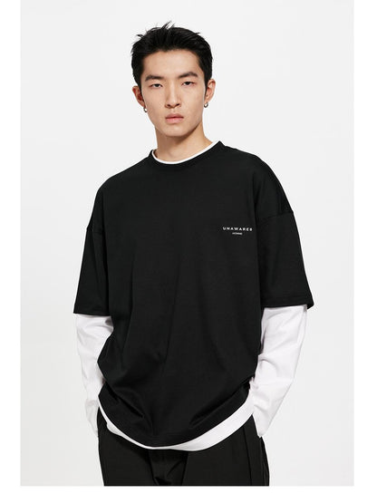 Cotton Two-Tone Layered Long Sleeve Tee