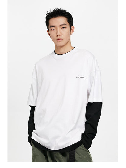 Cotton Two-Tone Layered Long Sleeve Tee