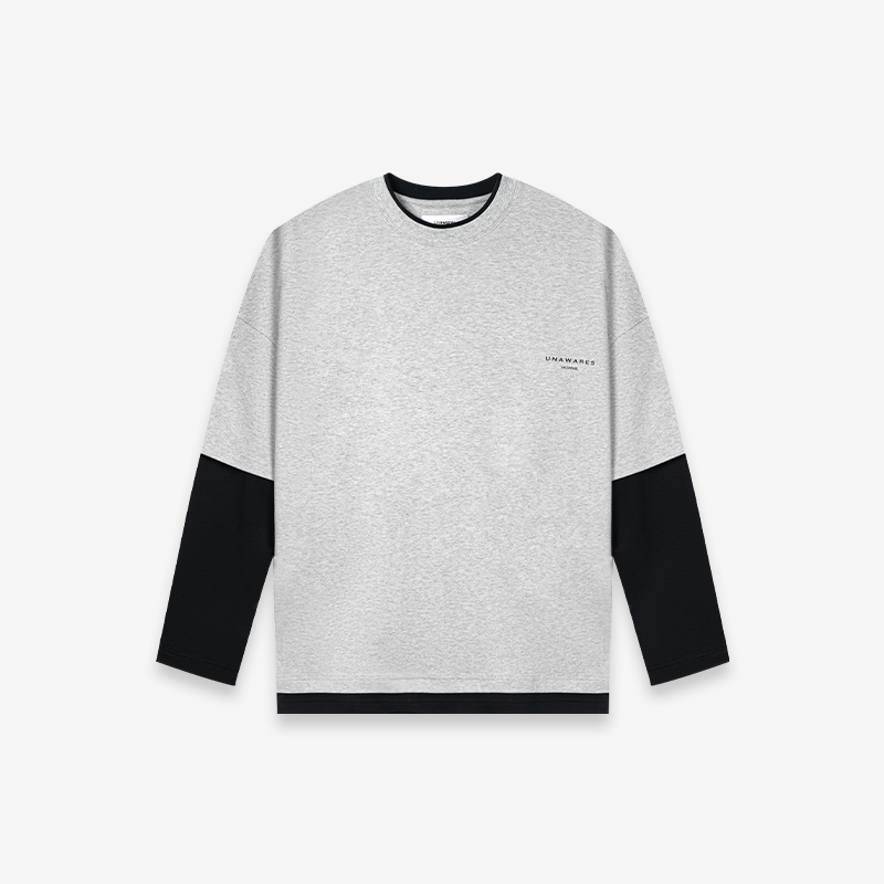 Cotton Two-Tone Layered Long Sleeve Tee