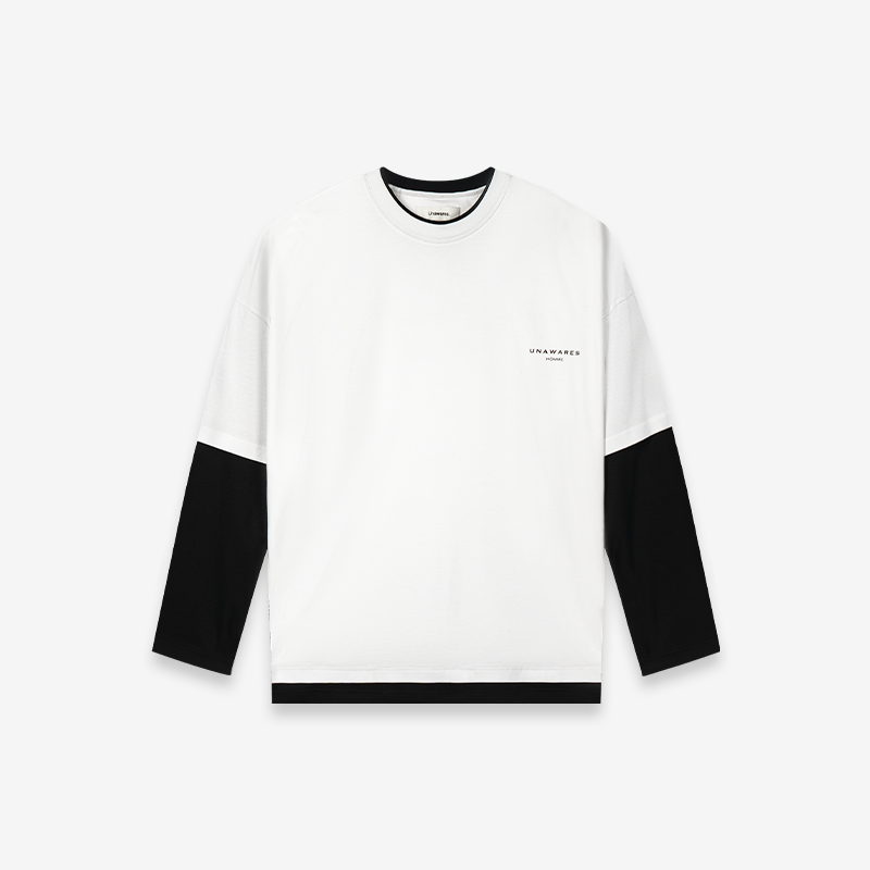 Cotton Two-Tone Layered Long Sleeve Tee