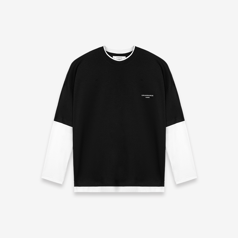 Cotton Two-Tone Layered Long Sleeve Tee