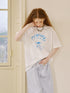 DIDDI MODA Courage Bow Print Tee Vintage Lettering Feminine Chic