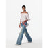 2th Desire Vintage Washed Star Embroidered Flare Low Rise Jeans