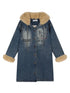 Achihara Vintage Denim Coat With Sherpa Lining