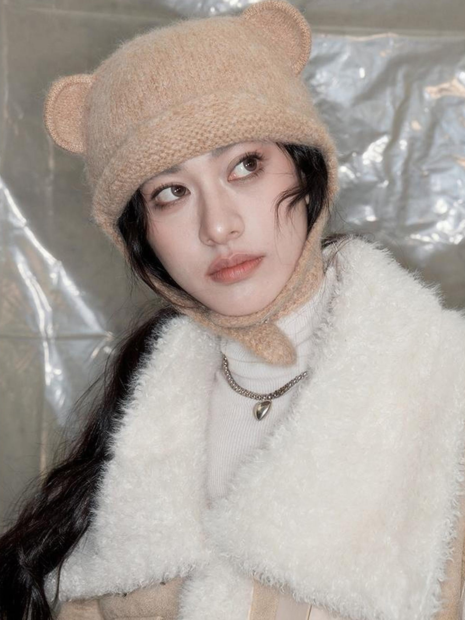 DIDDI MODA Cozy Bear Ears Alpaca Wool Knit Hat