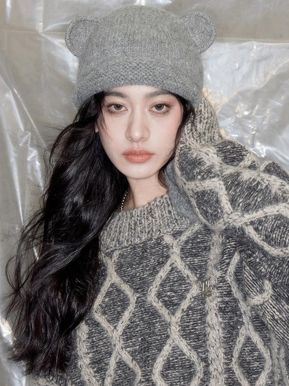 DIDDI MODA Cozy Bear Ears Alpaca Wool Knit Hat