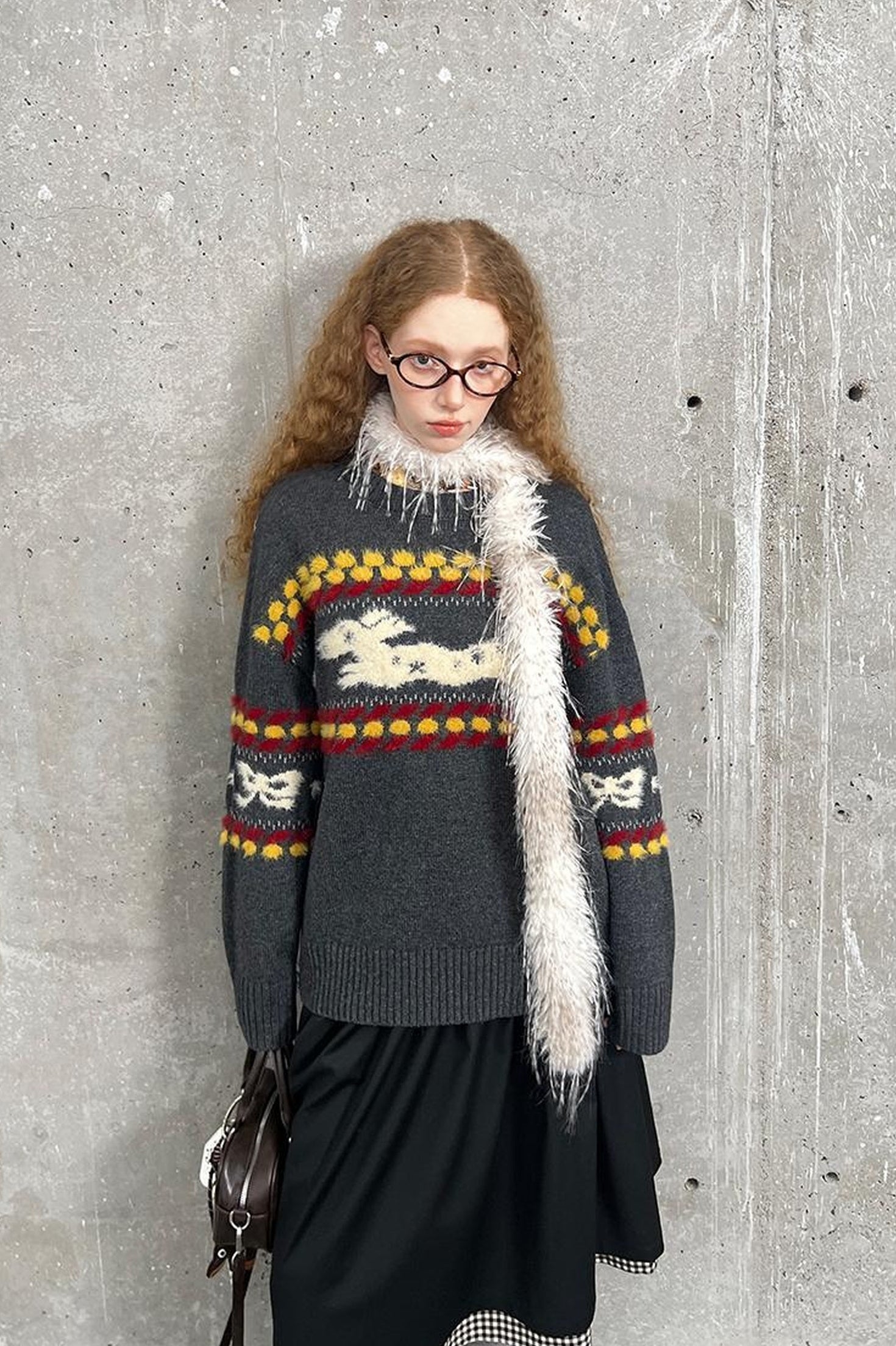 DIDDI MODA Cozy Fair Isle Dog Sweater Winter Knit With Snowflake Geometric Patterns
