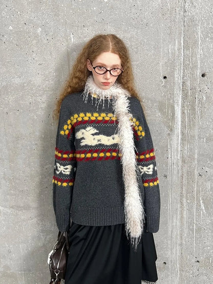 Cozy Fair Isle Dog Sweater Winter Knit With Snowflake Geometric Patterns