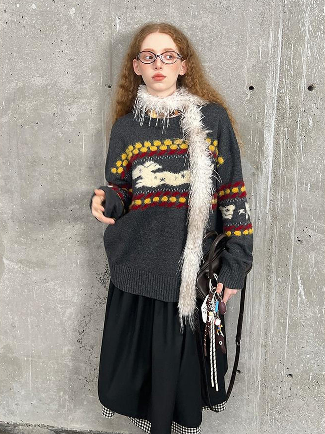 DIDDI MODA Cozy Fair Isle Dog Sweater Winter Knit With Snowflake Geometric Patterns