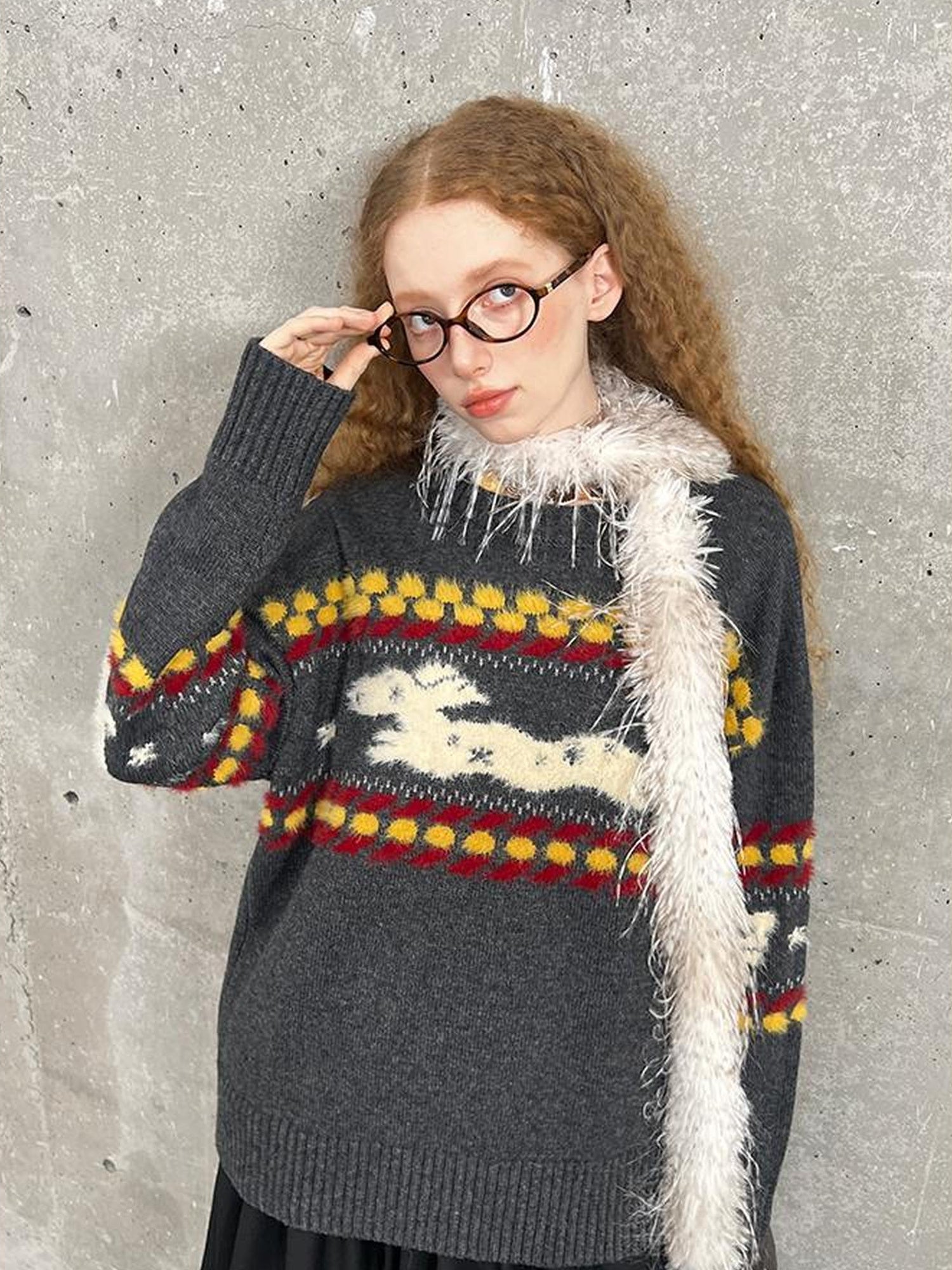 DIDDI MODA Cozy Fair Isle Dog Sweater Winter Knit With Snowflake Geometric Patterns