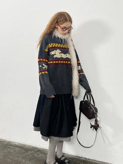 Cozy Fair Isle Dog Sweater Winter Knit With Snowflake Geometric Patterns