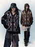 NO ROMANCE Cozy Fair Isle Mohair Wool Knit Cardigan Sweater