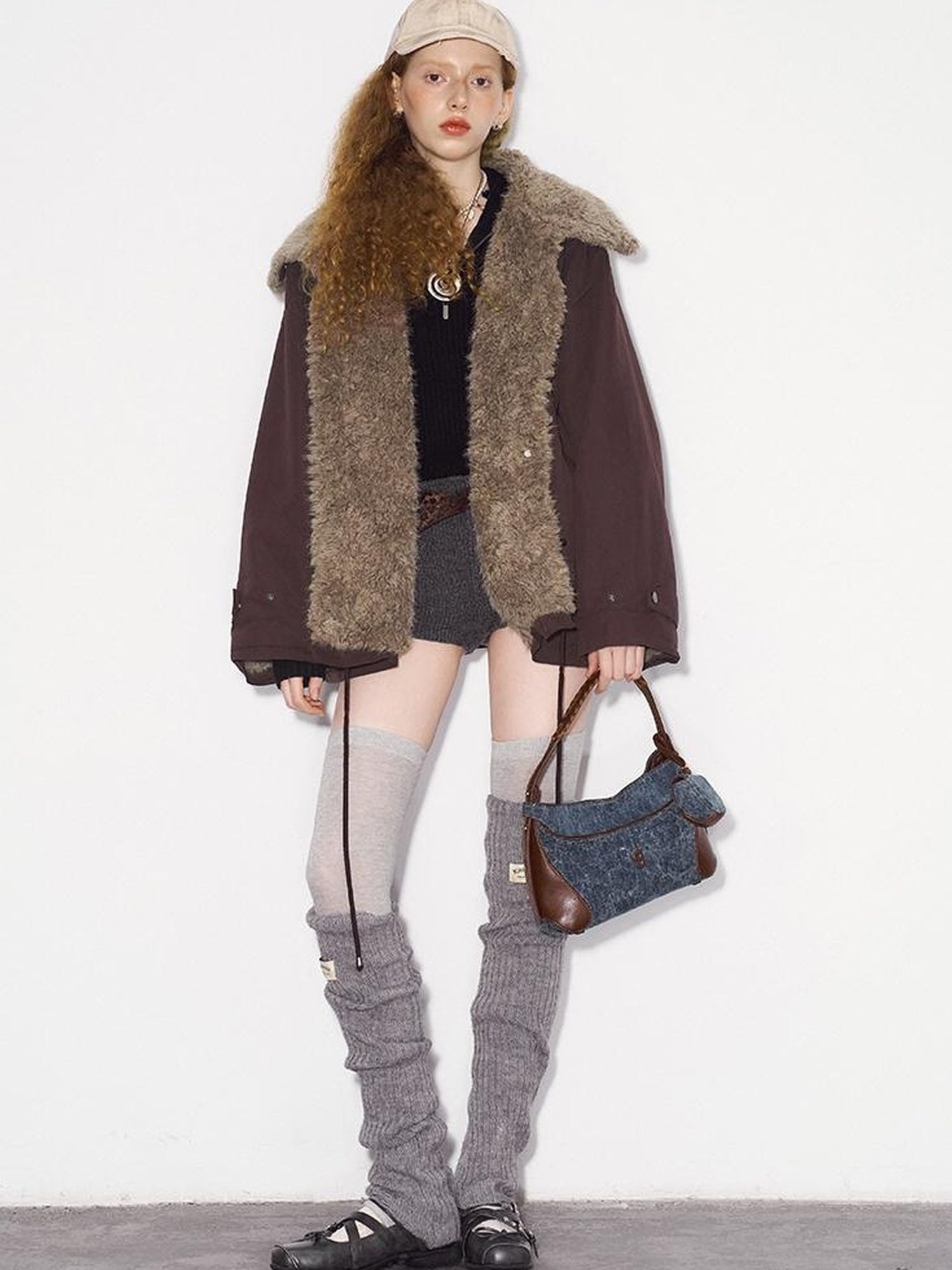 DIDDI MODA Cozy Fuzzy Bomber Jacket Winter Sweet Cool