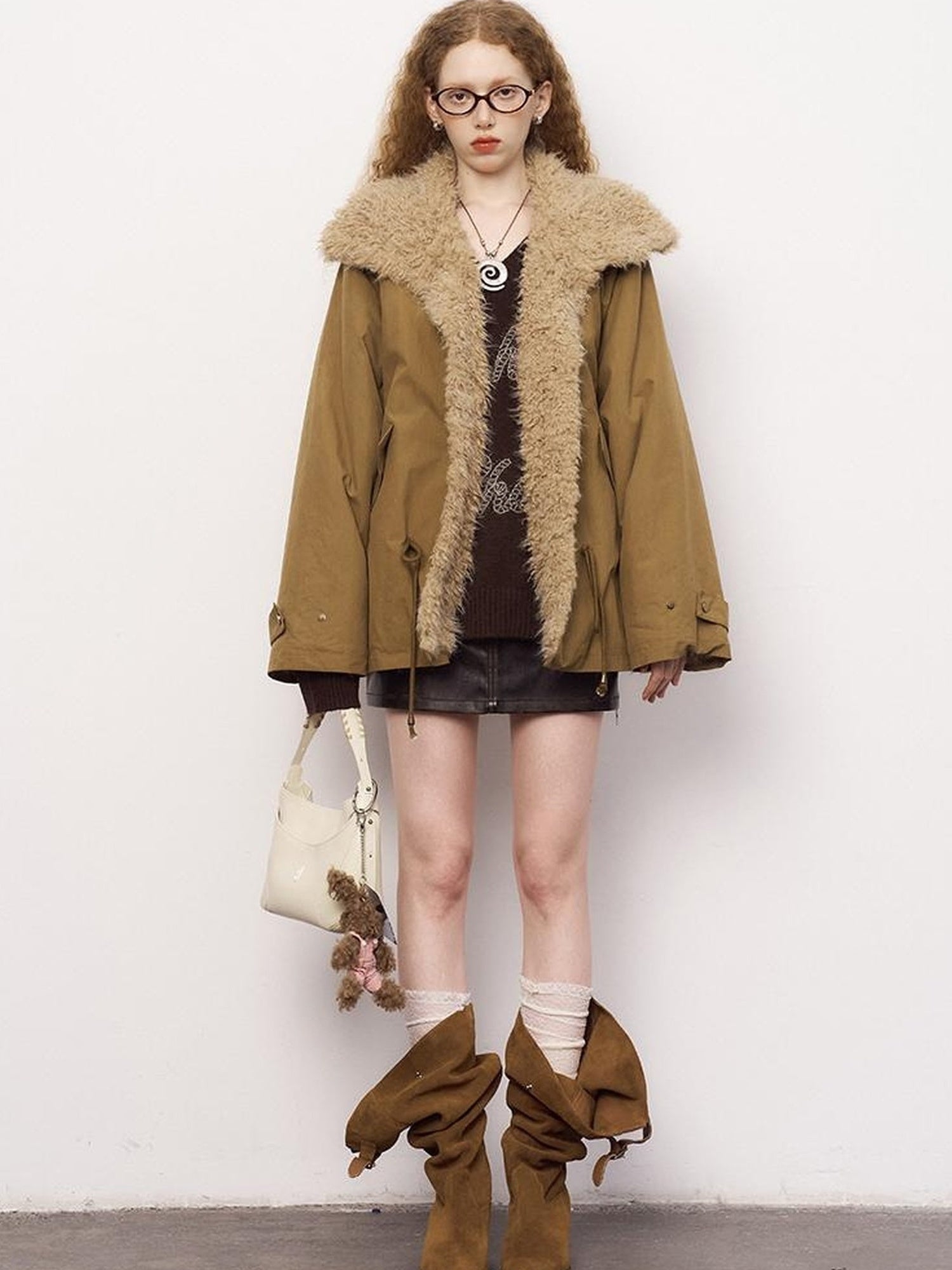 DIDDI MODA Cozy Fuzzy Bomber Jacket Winter Sweet Cool