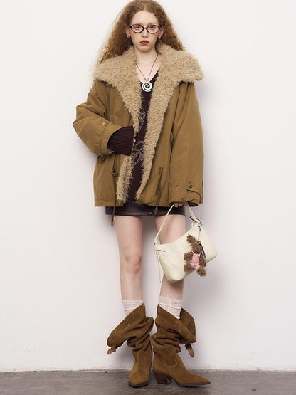 DIDDI MODA Cozy Fuzzy Bomber Jacket Winter Sweet Cool
