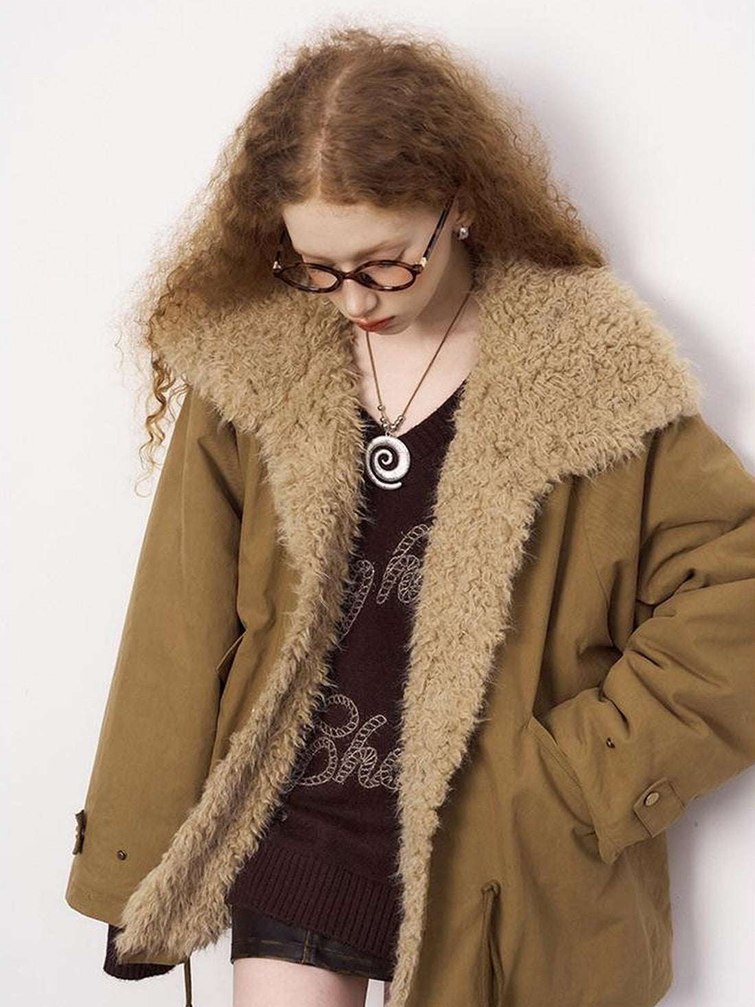 DIDDI MODA Cozy Fuzzy Bomber Jacket Winter Sweet Cool