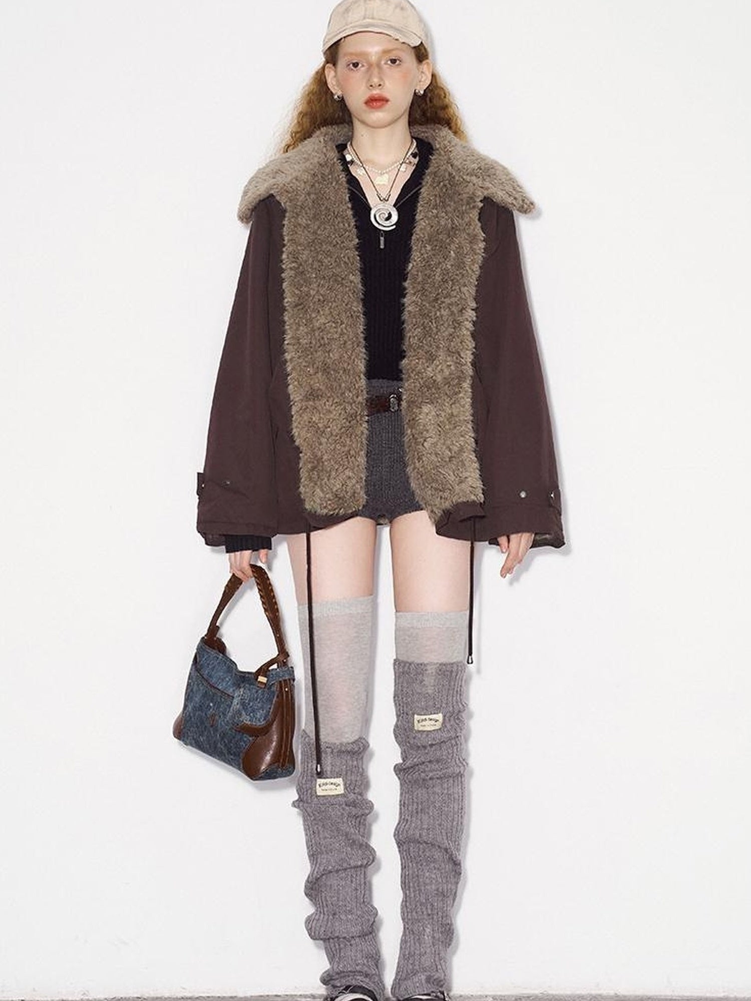 DIDDI MODA Cozy Fuzzy Bomber Jacket Winter Sweet Cool