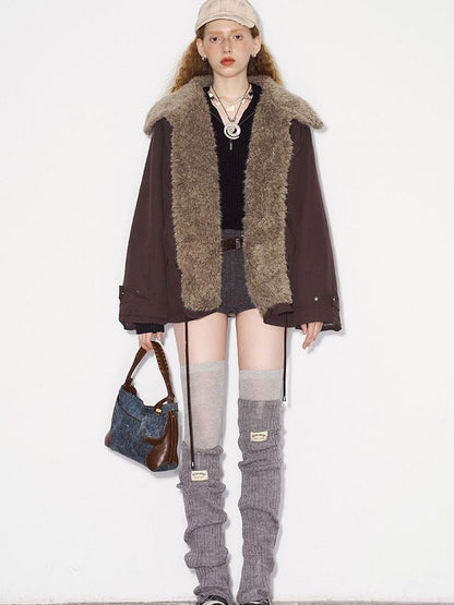 DIDDI MODA Cozy Fuzzy Bomber Jacket Winter Sweet Cool