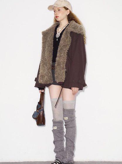 DIDDI MODA Cozy Fuzzy Bomber Jacket Winter Sweet Cool
