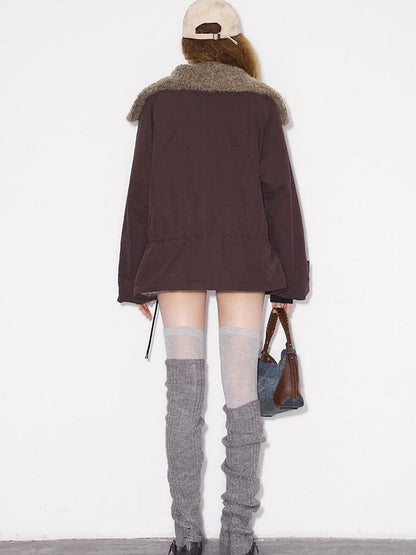 DIDDI MODA Cozy Fuzzy Bomber Jacket Winter Sweet Cool