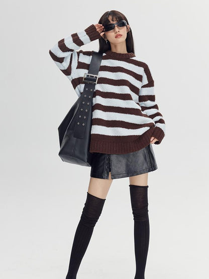 DIDDI MODA Cozy Loop Knit Stripe Sweater