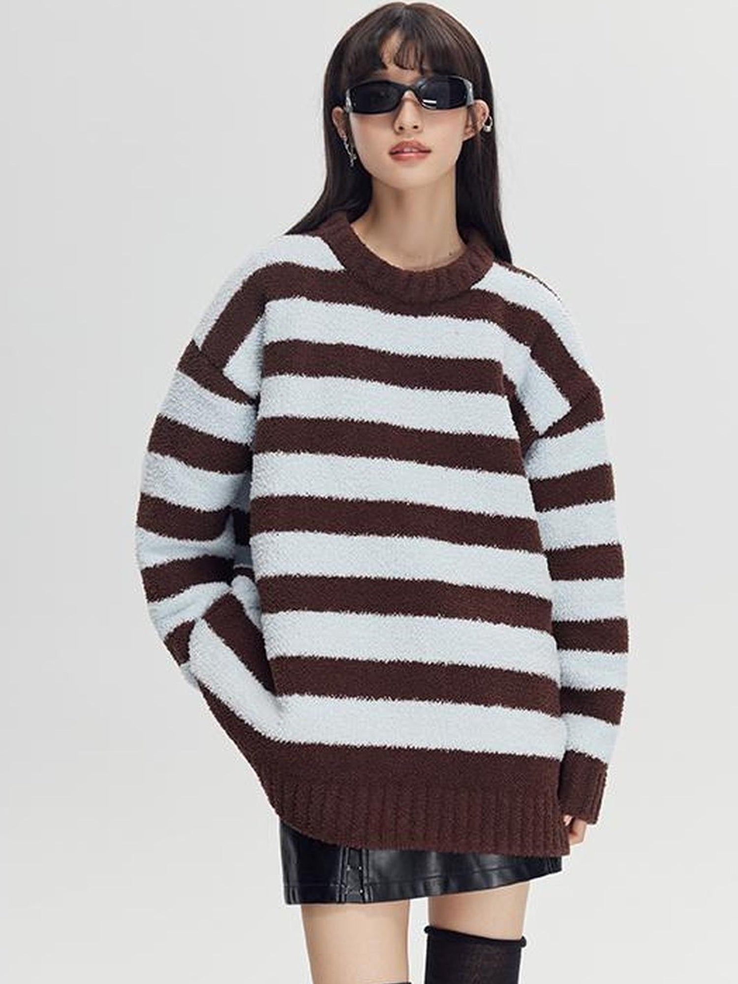 DIDDI MODA Cozy Loop Knit Stripe Sweater