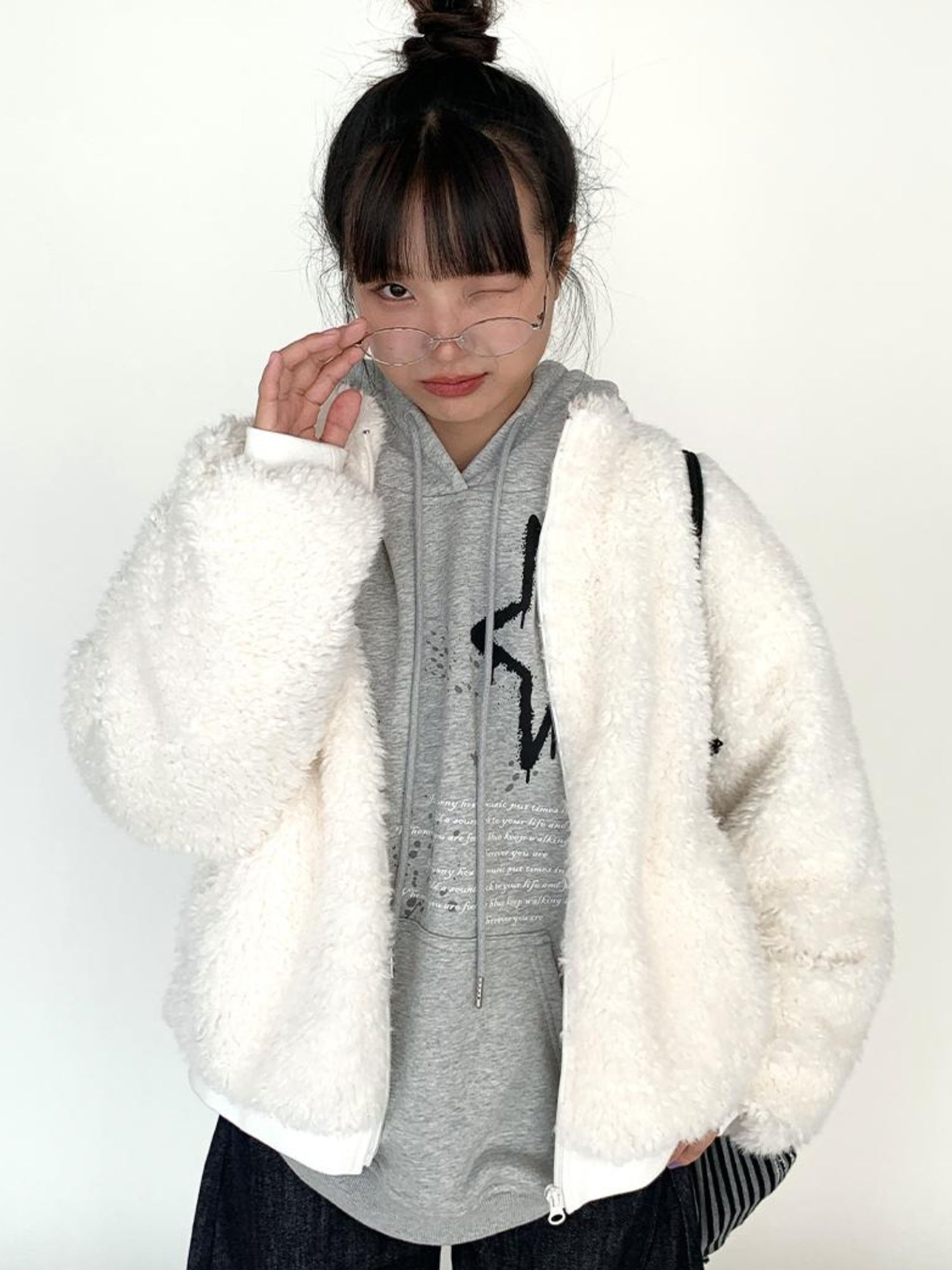 atrandom Cozy Short Plush Fleece Jacket For Women Winter Warm Outerwear