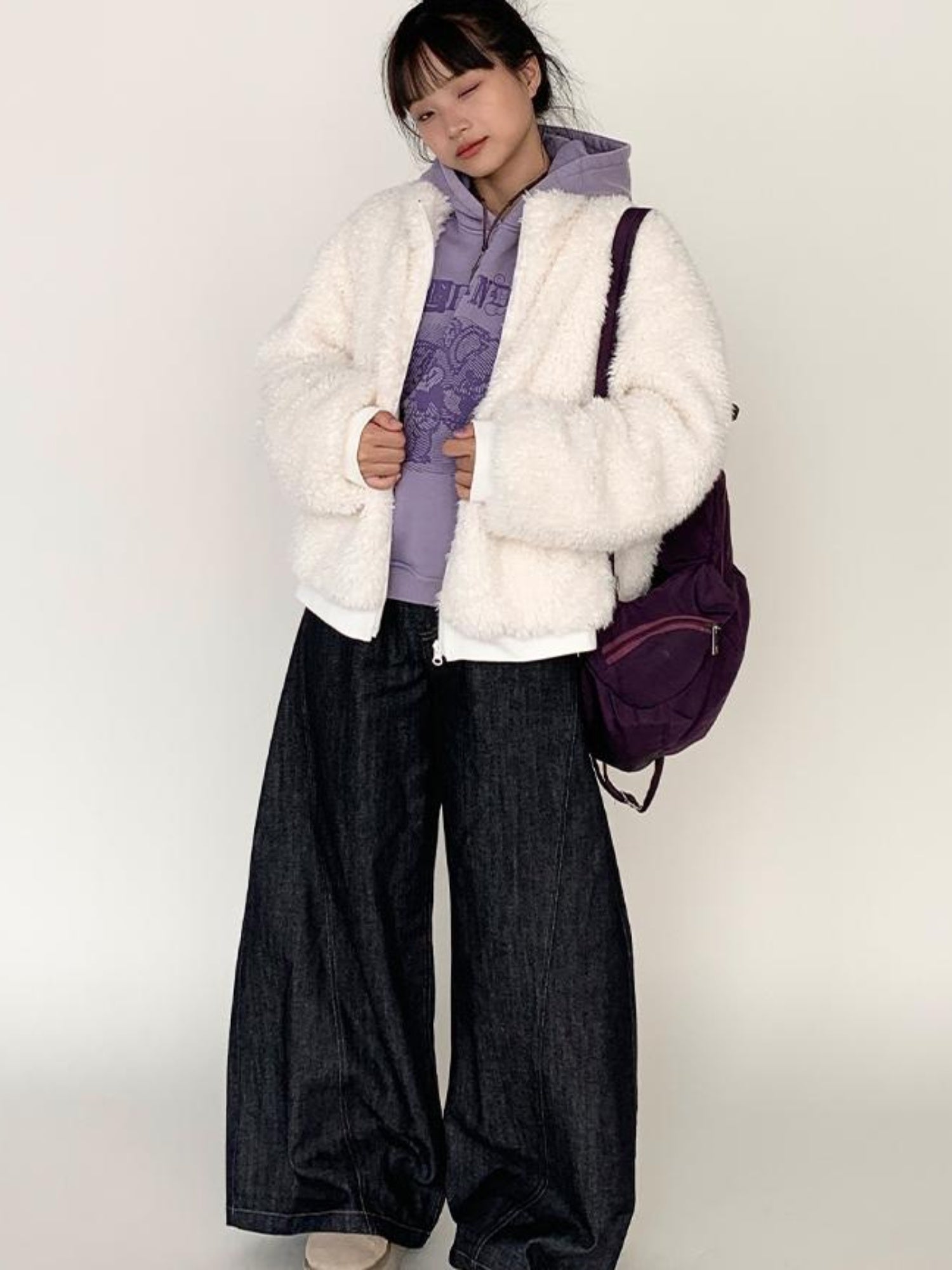 atrandom Cozy Short Plush Fleece Jacket For Women Winter Warm Outerwear