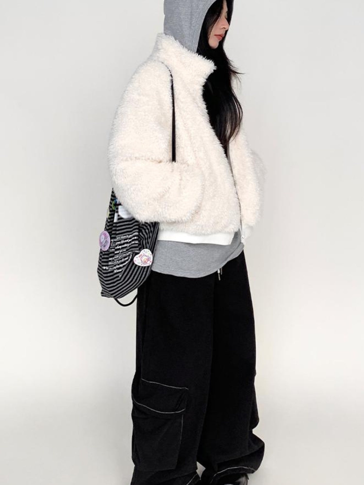 atrandom Cozy Short Plush Fleece Jacket For Women Winter Warm Outerwear