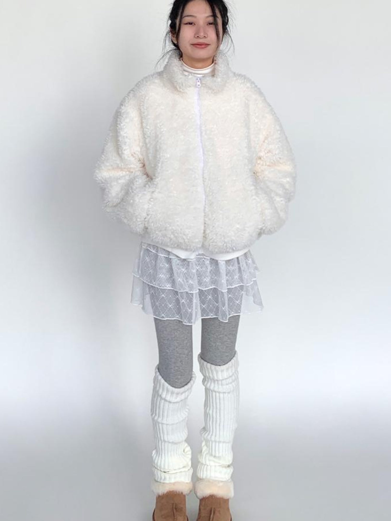 atrandom Cozy Short Plush Fleece Jacket For Women Winter Warm Outerwear