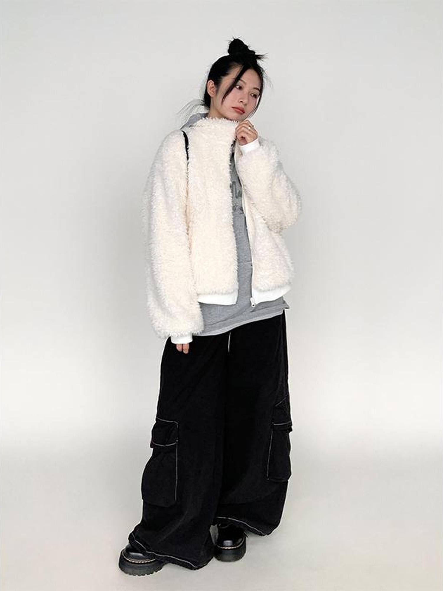 atrandom Cozy Short Plush Fleece Jacket For Women Winter Warm Outerwear