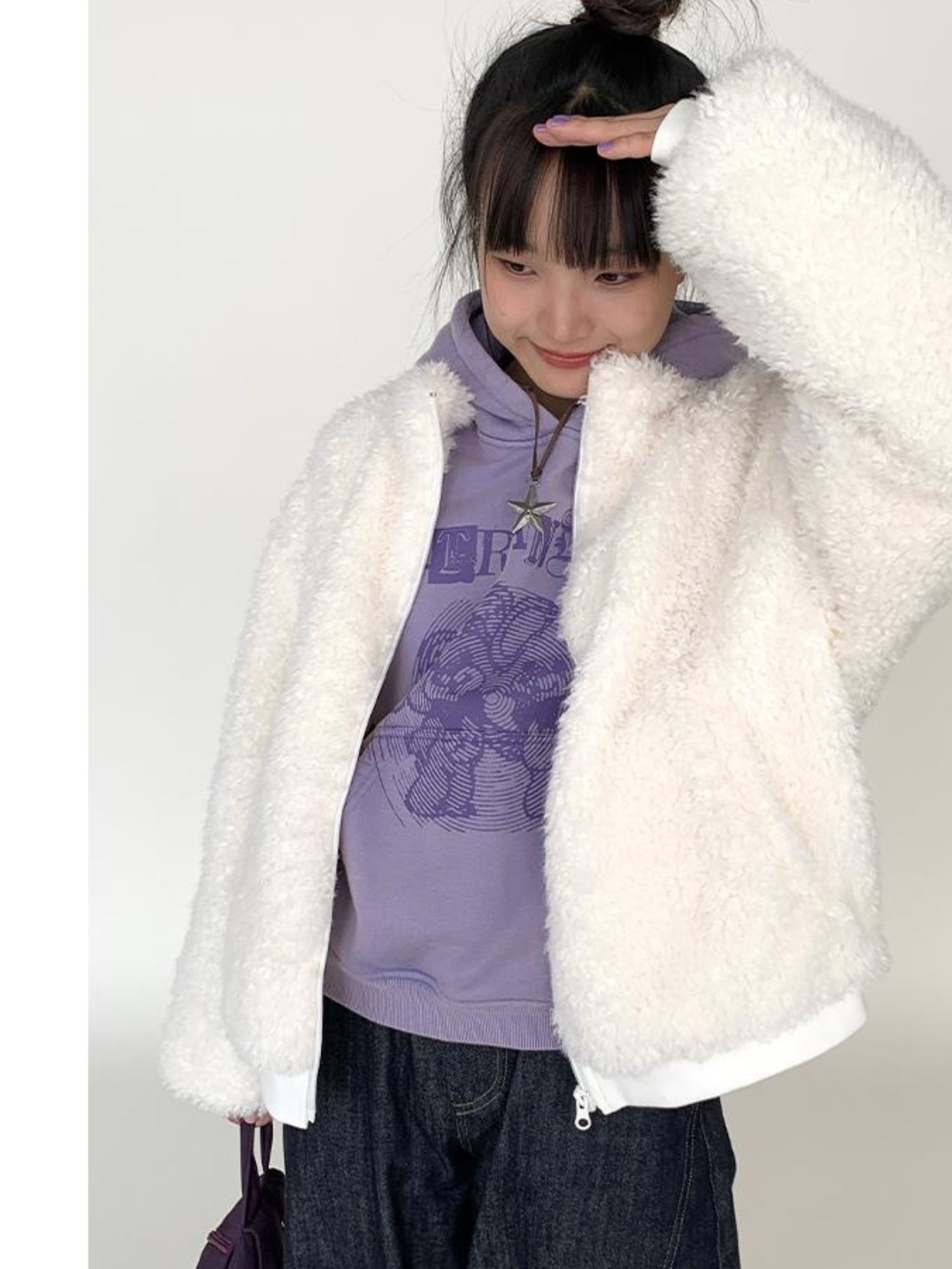 atrandom Cozy Short Plush Fleece Jacket For Women Winter Warm Outerwear