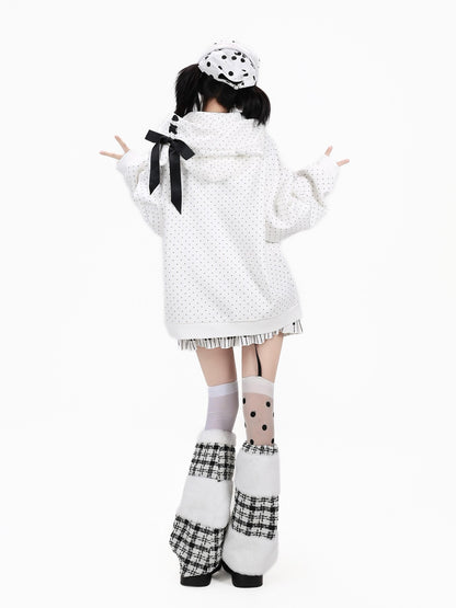 Crazy Girl 3d Cat Ear Polka Dot Hooded Loose Women&