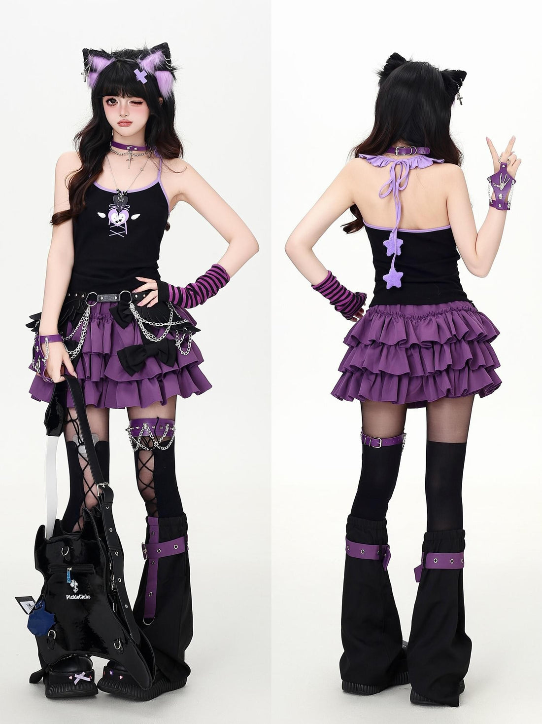 Crazy Girl 3d Star Heart Applique Tie Bow Halter Slim Cropped Women&