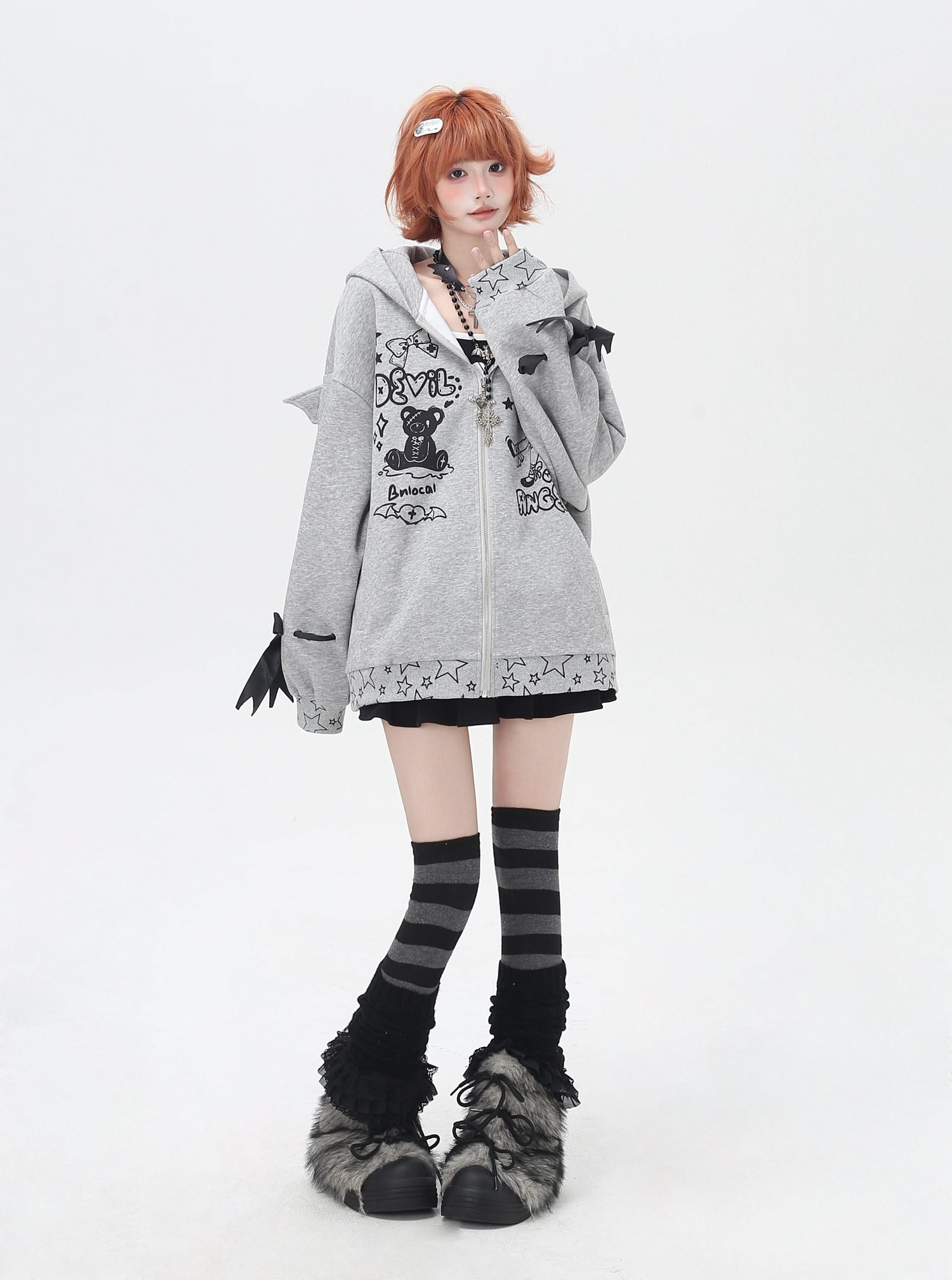 Crazy_Girl_3d_Wings_Lace_Up_Subculture_Hooded_Loose_Midlength_Women&