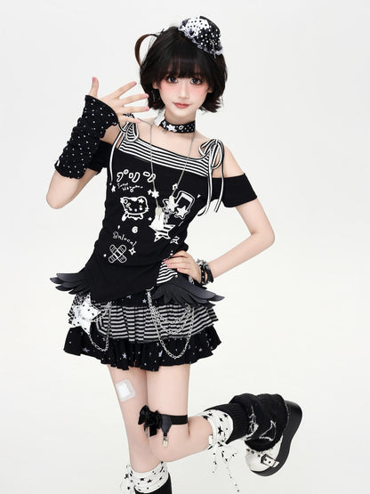 Crazy Girl Angel Wing Y2k Waist Chain Subculture Sweet Cool Hot Girl Women&