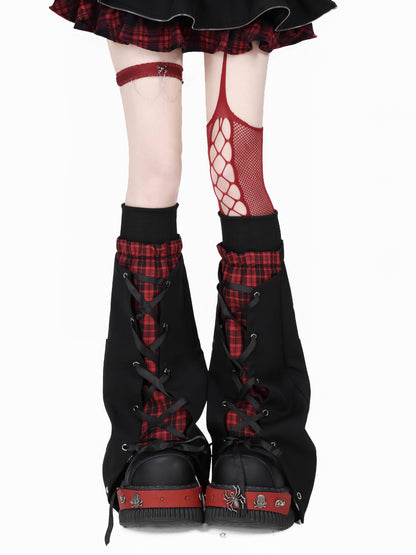 Crazy_Girl_Asymmetric_Plaid_Patchwork_Tie_Slim_Fit_Boat_Neck_Women&