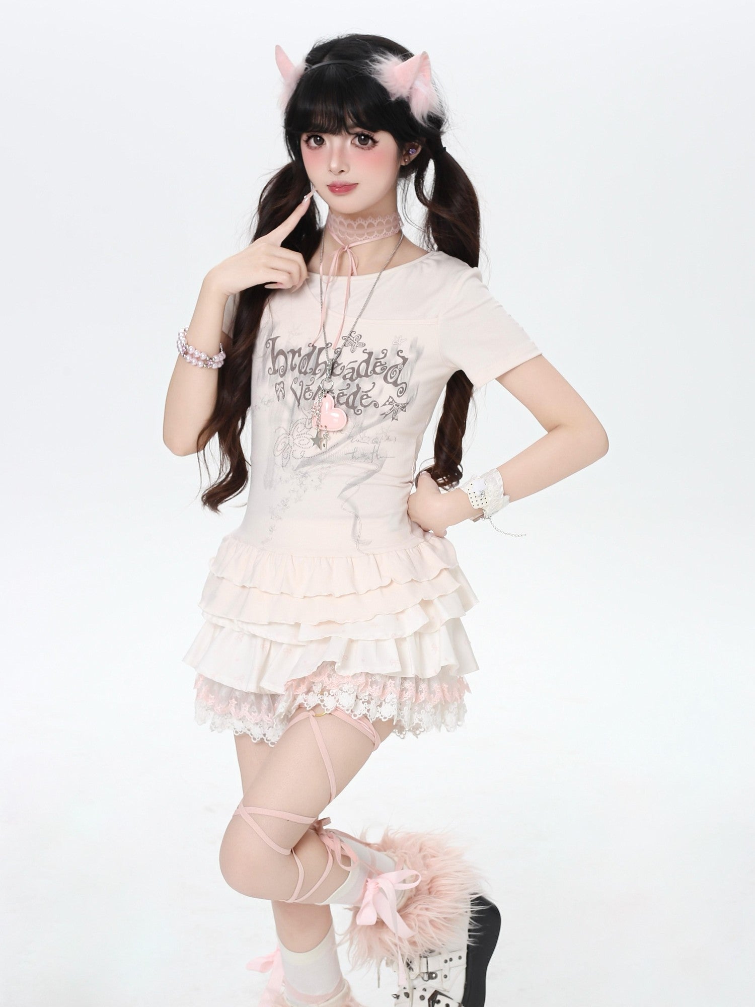 Crazy Girl Asymmetrical Off Shoulder Ruffle Letter Print Women&