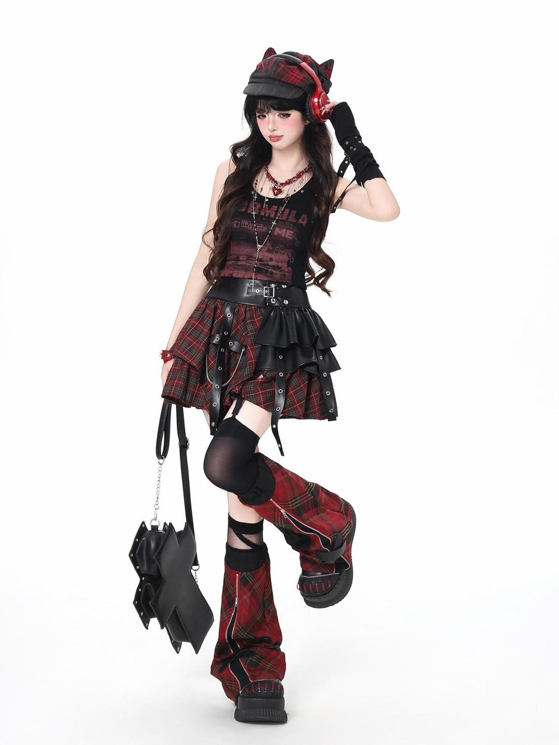 Crazy Girl Asymmetrical Patchwork Irregular High Waist Slim Women&