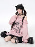 Crazy_Girl_Asymmetrical_Shoulder_Bow_Print_Lace_Up_Loose_Women&