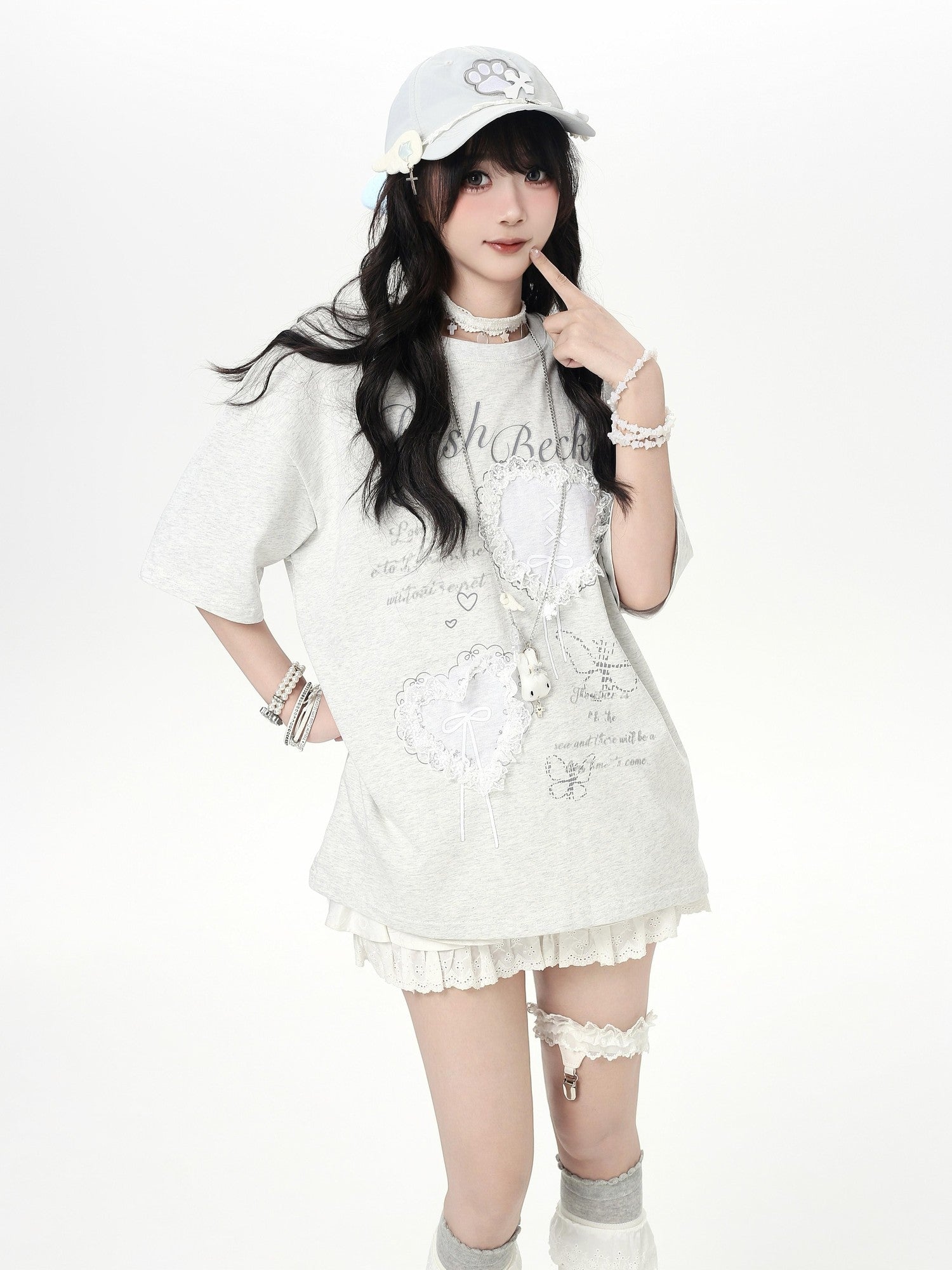 Crazy Girl Ballet Inspired 3d Bow Heart Lace Roundneck Women&