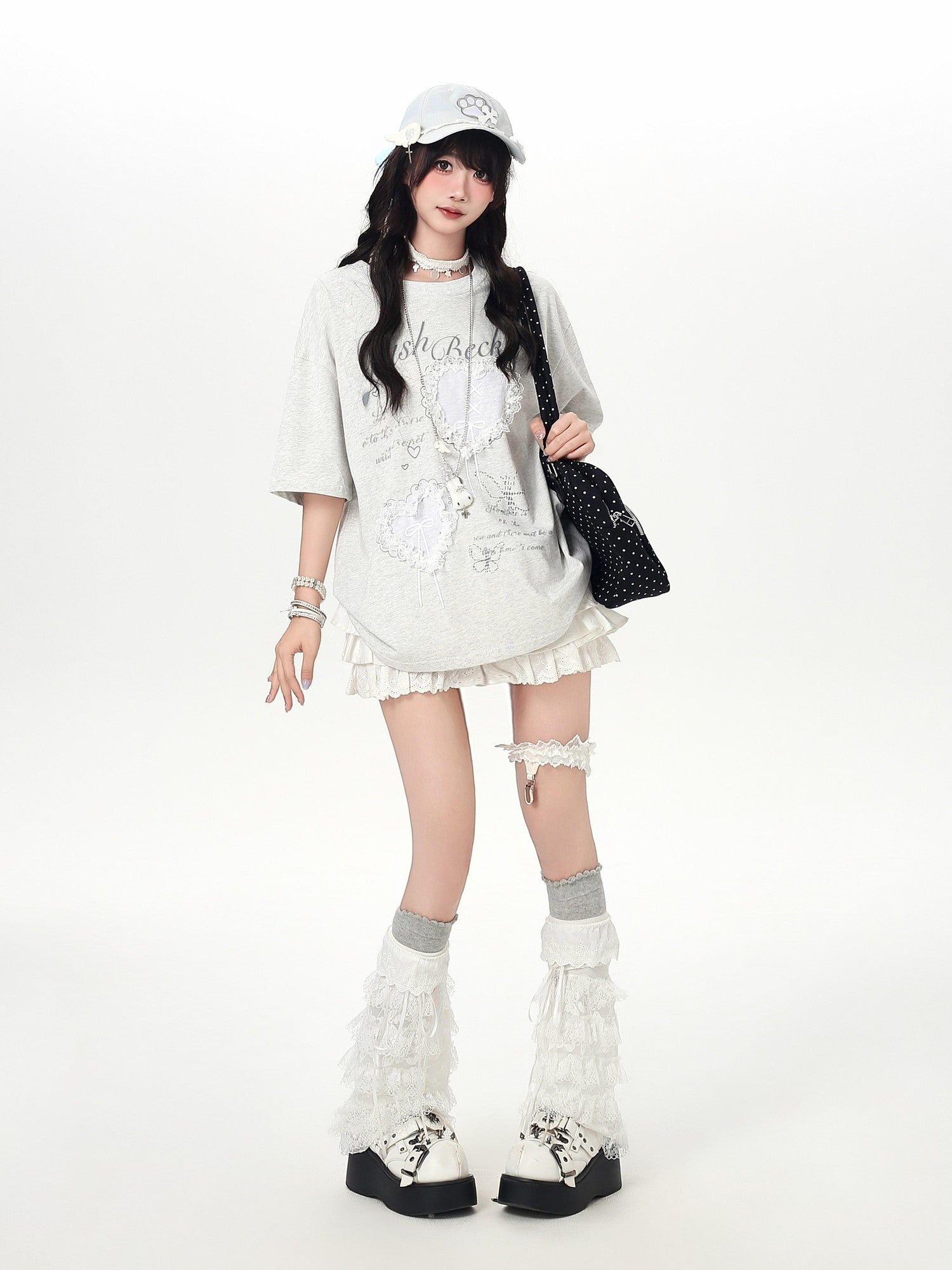 Crazy Girl Ballet Inspired 3d Bow Heart Lace Roundneck Women&