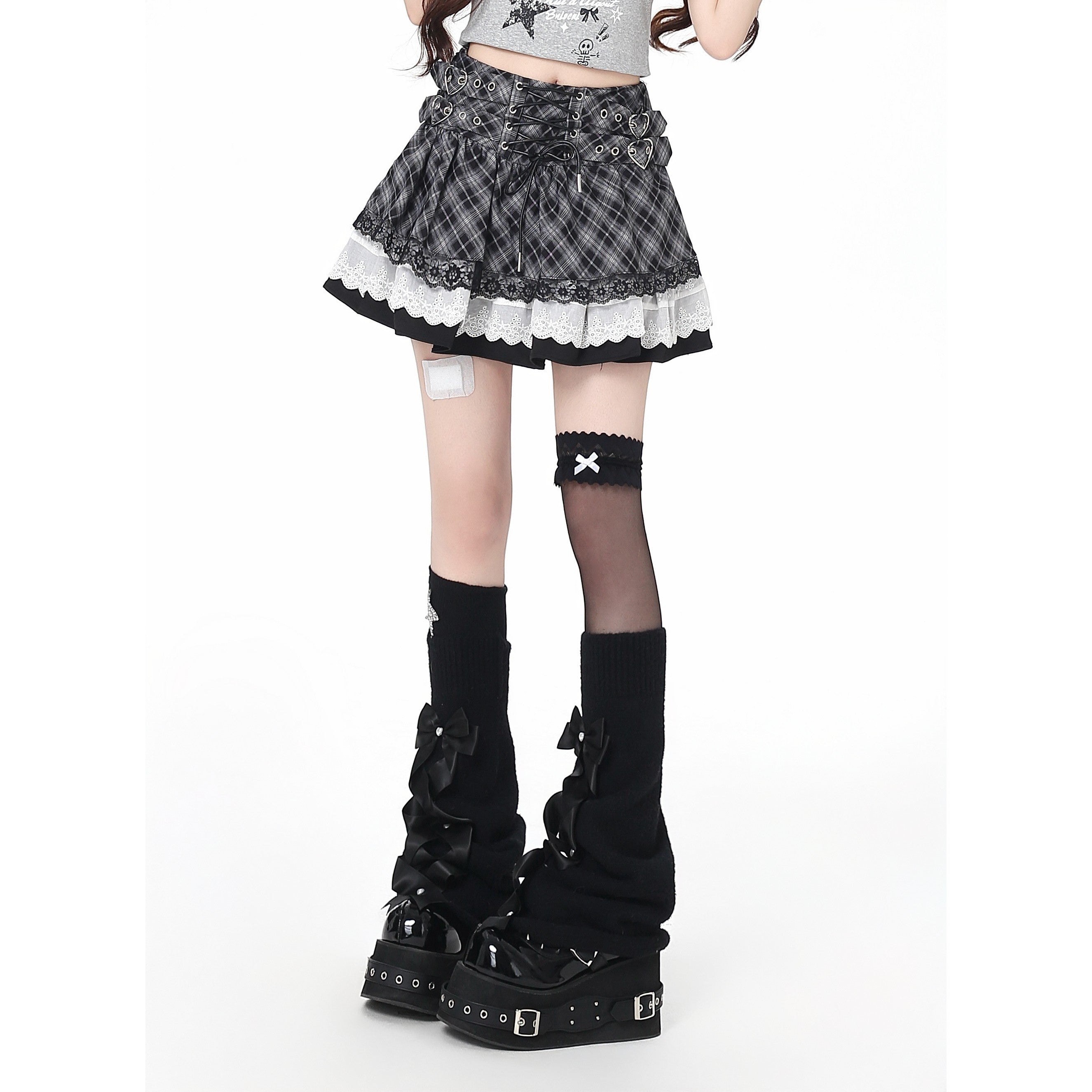 Crazy_Girl_Ballet_Plaid_Lace_Trim_Tie_Waist_A_Line_Women&