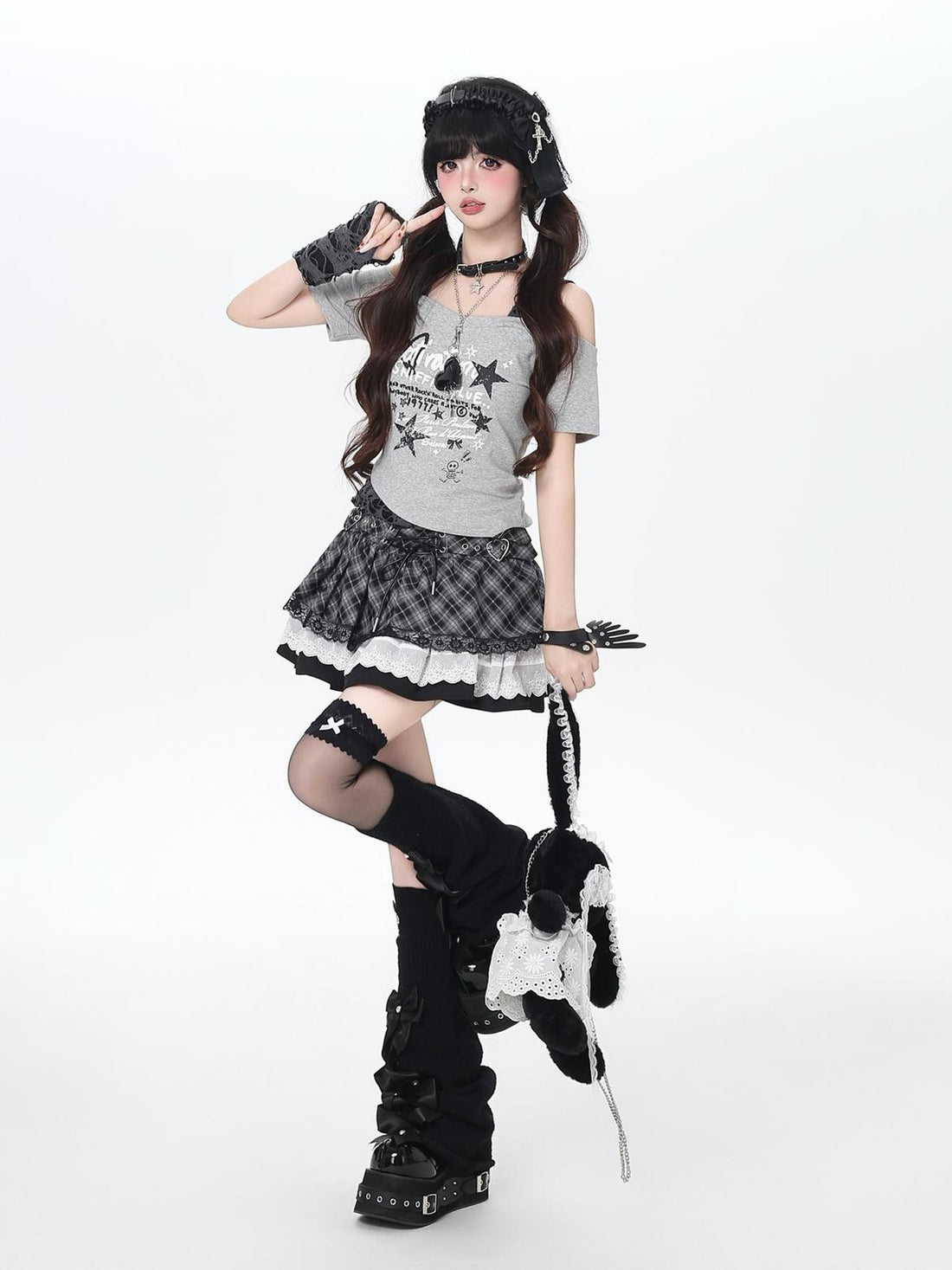 Crazy Girl Ballet Plaid Lace Trim Tie Waist A Line Women&