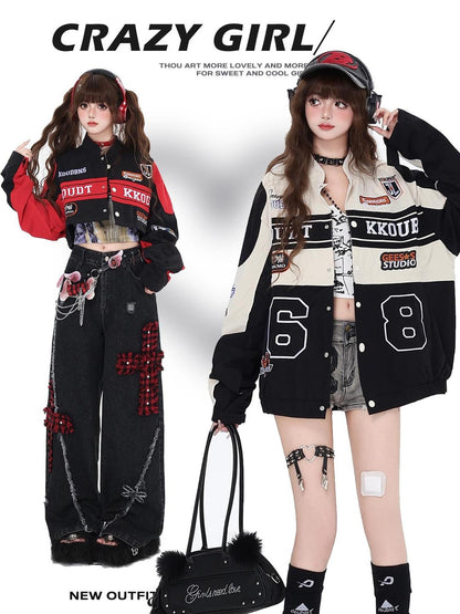 Crazy Girl Biker Street Detachable Convertible Two Way Stand Collar Women&