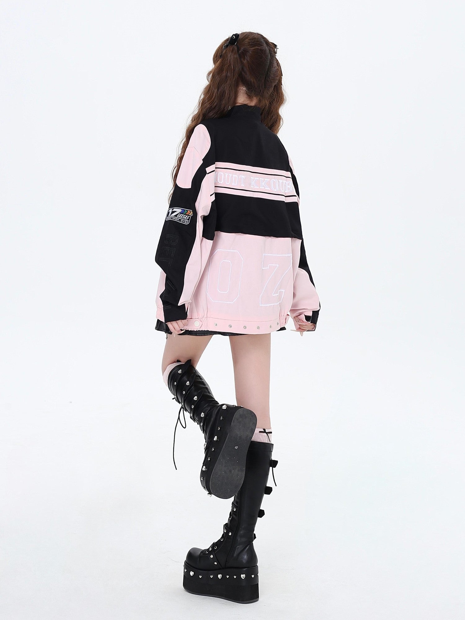 Crazy Girl Biker Street Detachable Convertible Two Way Stand Collar Women&