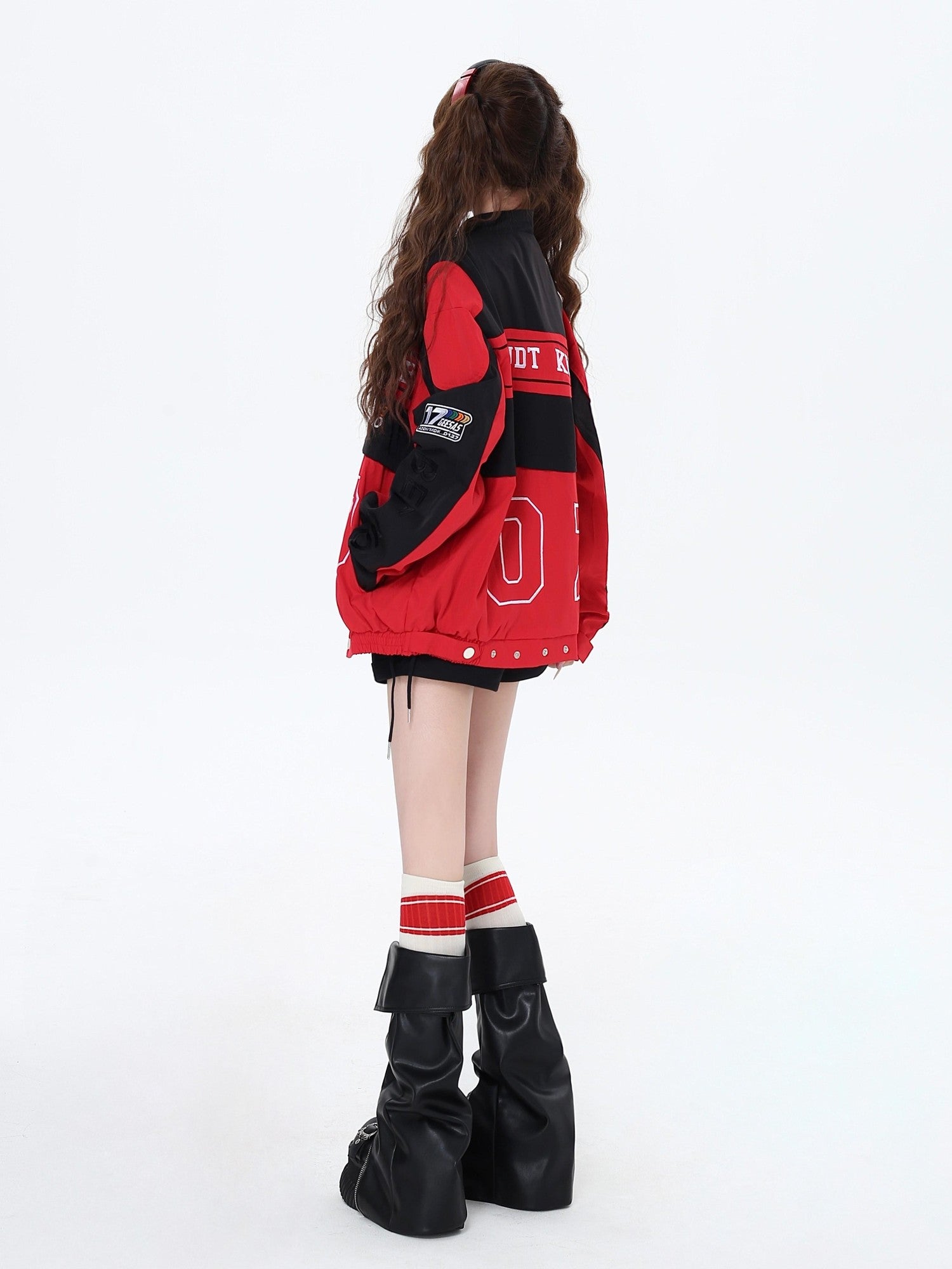 Crazy Girl Biker Street Detachable Convertible Two Way Stand Collar Women&