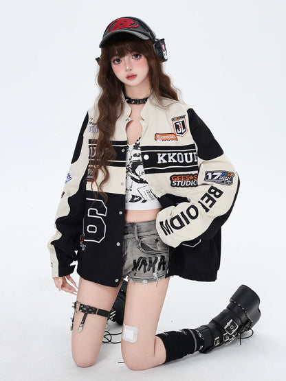 Crazy Girl Biker Street Detachable Convertible Two Way Stand Collar Women&